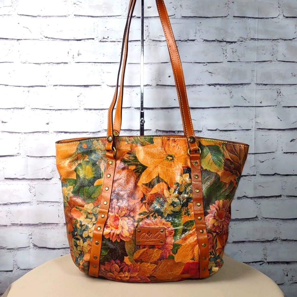 Patricia Nash " Benvenuto" Floral Distressed Leather Tote/Shoulder Bag